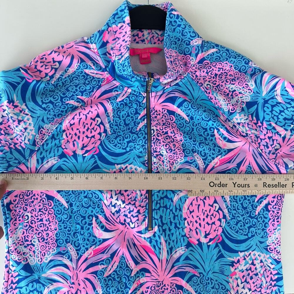 Lilly Pulitzer Skipper Popover Dress Large Blue Pink Pineapple Tropical Resort - Picture 10 of 12